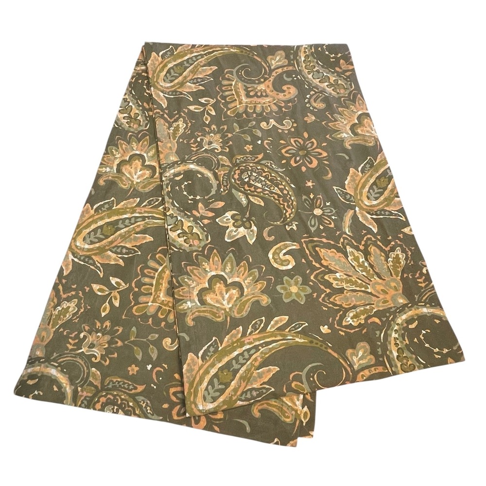 Sur La Table Green Paisley Boho‎ Cotton Table Runner 16x54" Linens Dining Decor